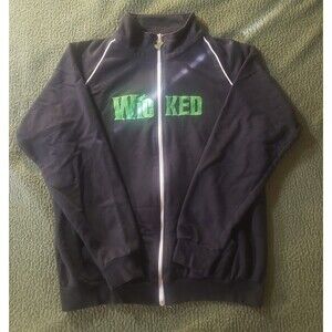 Wicked Green For Good Broadway Musical Full Zip Embroidered Sweatshirt XL Nice